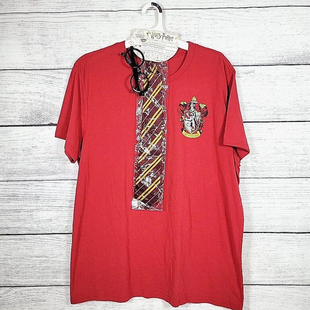 The Wizarding World Of Harry Potter Shirt Men's X-Large Red‎ Tie And Glasses NWT